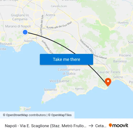Napoli - Via E. Scaglione (Staz. Metrò Frullone) to Cetara map