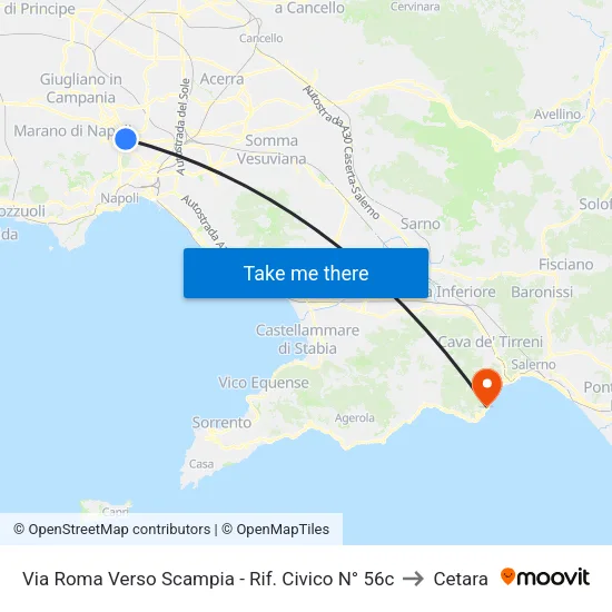 Via Roma Verso Scampia - Rif. Civico N° 56c to Cetara map