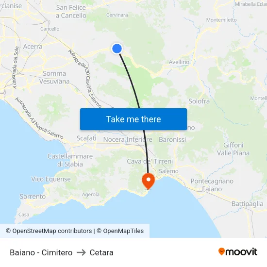 Baiano - Cimitero to Cetara map