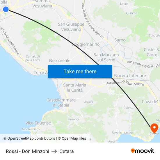 Rossi - Don Minzoni to Cetara map