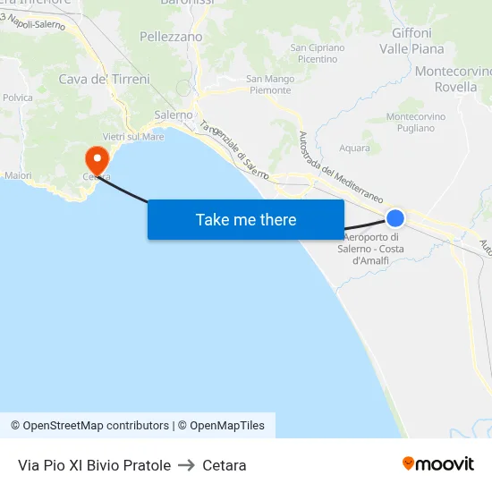 Pio XI Street Pratole Junction to Cetara map