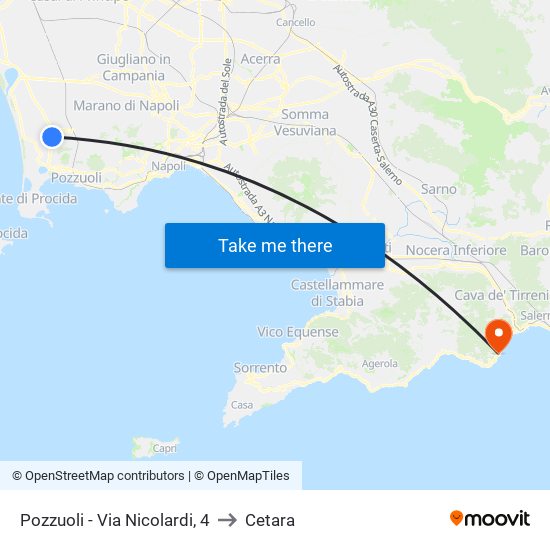 Pozzuoli - Via Nicolardi, 4 to Cetara map