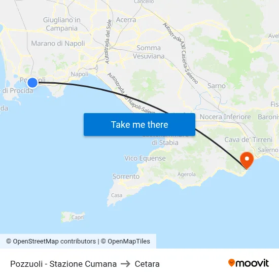 Pozzuoli - Cumana Station to Cetara map