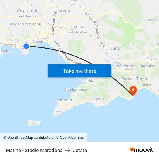 Marino - Stadio Maradona to Cetara map