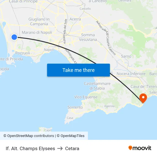 Stop Champs Elysees to Cetara map