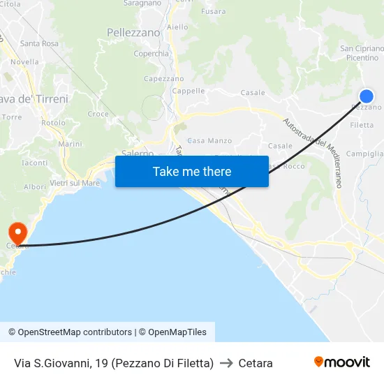Via San Giovanni, 19 (Pezzano of Filetta) to Cetara map