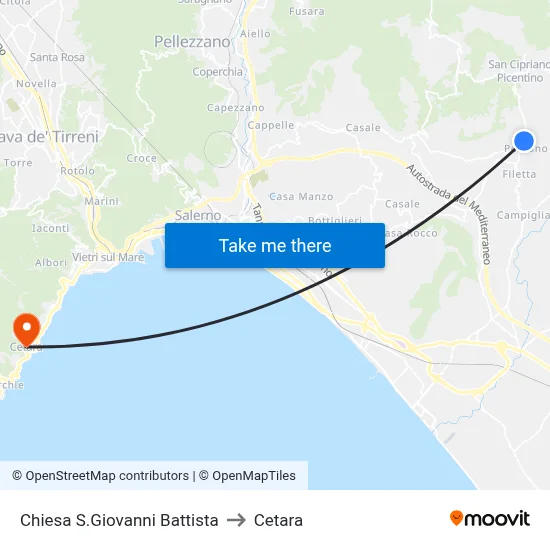 St. John The Baptist Church to Cetara map