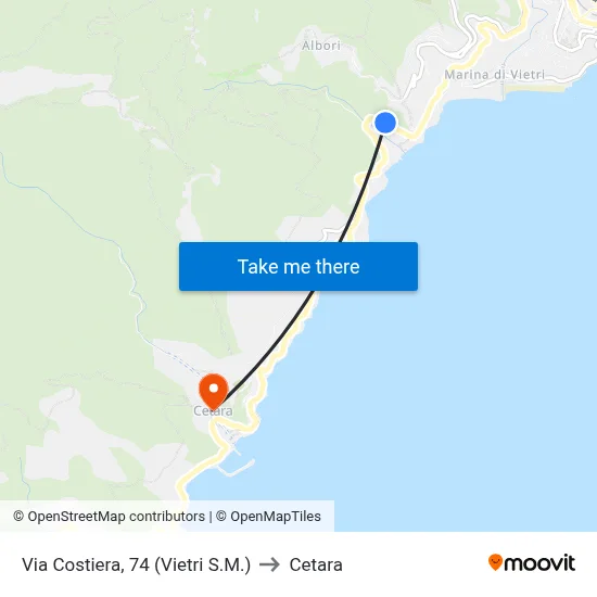 Coastal Road, 74 (Vietri S.M.) to Cetara map