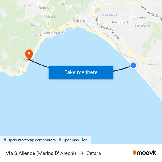 Via S.Allende (Marina D'Arechi) to Cetara map