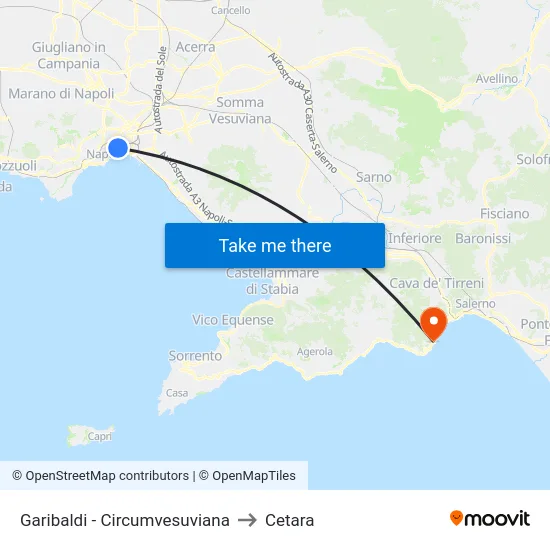 Garibaldi - Circumvesuviana to Cetara map