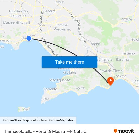 Immacolatella - Porta Di Massa to Cetara map