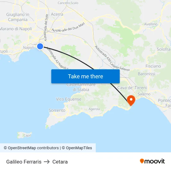 Galileo Ferraris to Cetara map