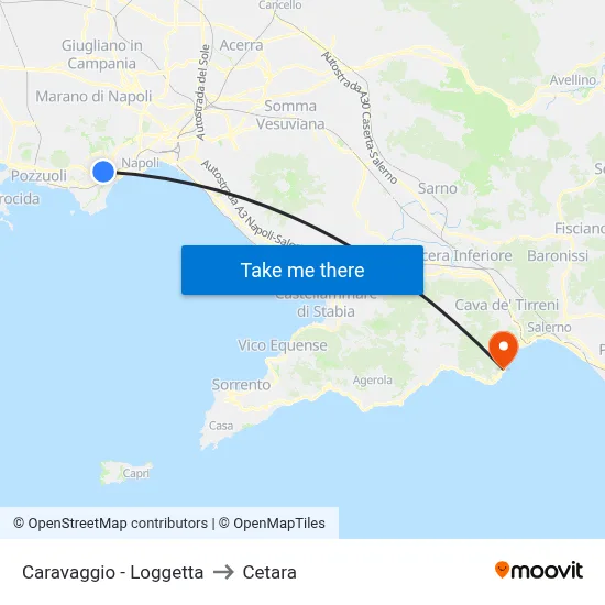 Caravaggio - Loggetta to Cetara map