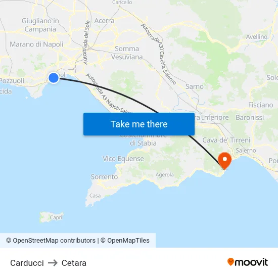Carducci to Cetara map