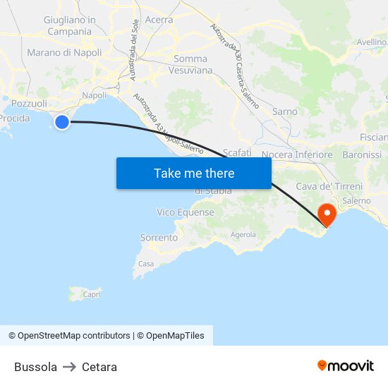 Bussola to Cetara map