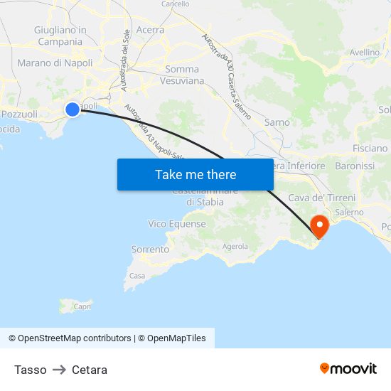 Tasso to Cetara map