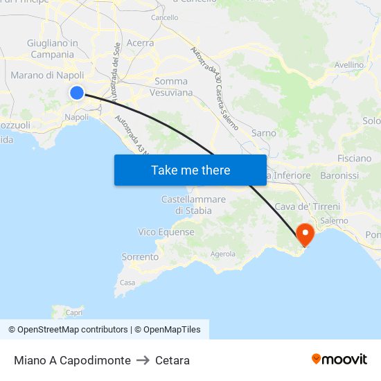 Miano A Capodimonte to Cetara map