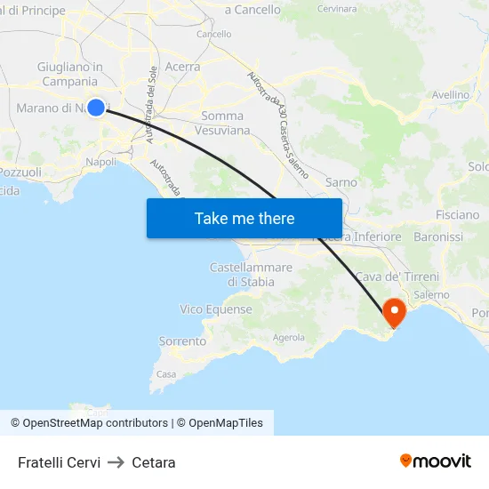 Cervi Brothers to Cetara map