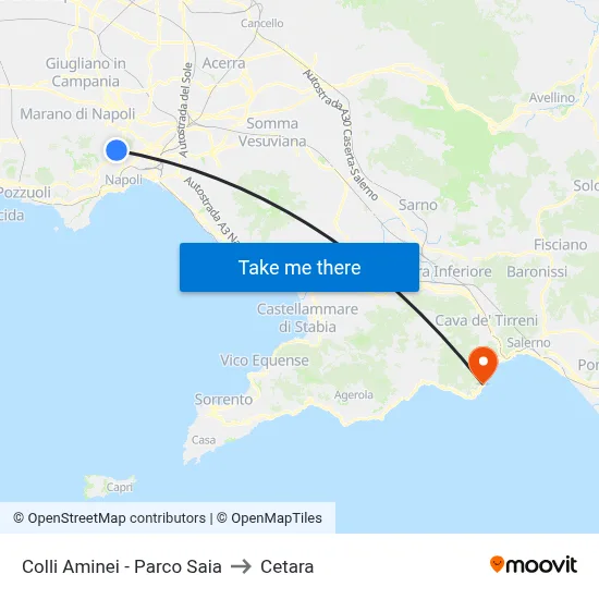 Colli Aminei - Saia Park to Cetara map