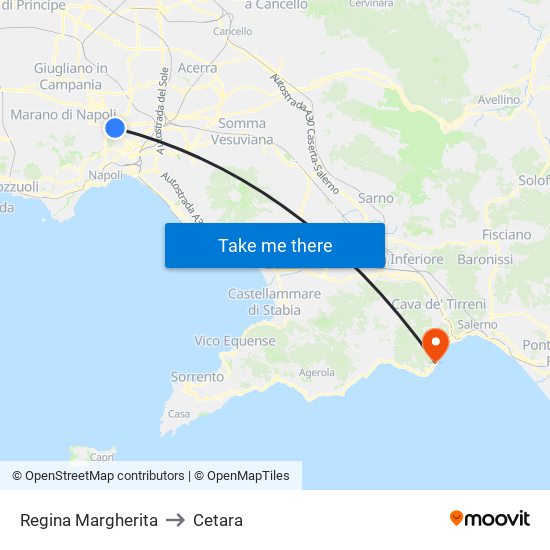 Regina Margherita to Cetara map