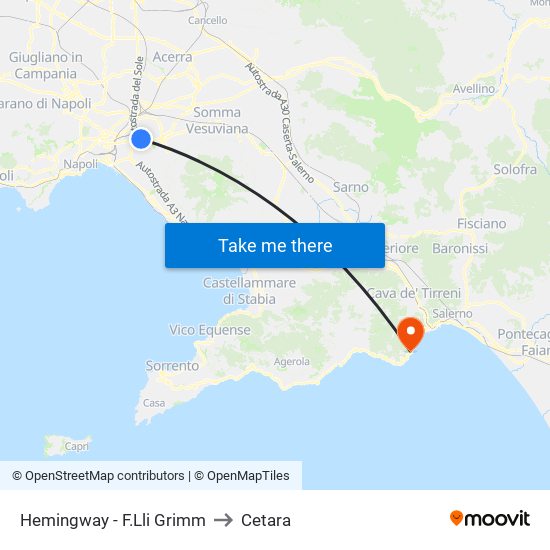 Hemingway - F.Lli Grimm to Cetara map