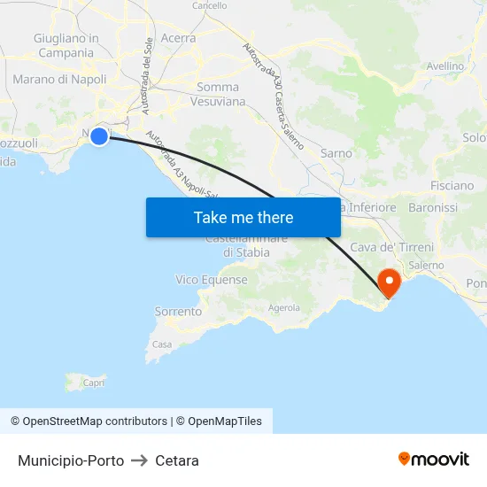 City Hall-Port to Cetara map