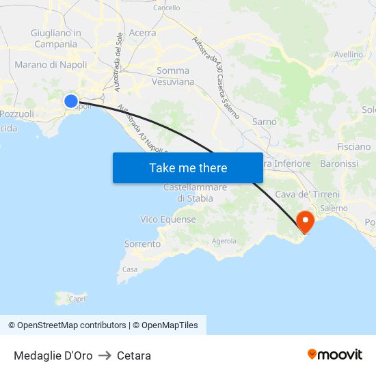 Medaglie D'Oro to Cetara map