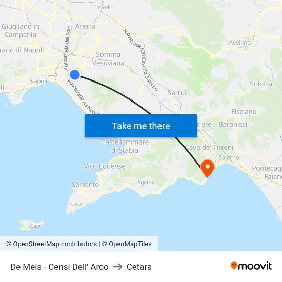 De Meis - Censi Dell' Arco to Cetara map