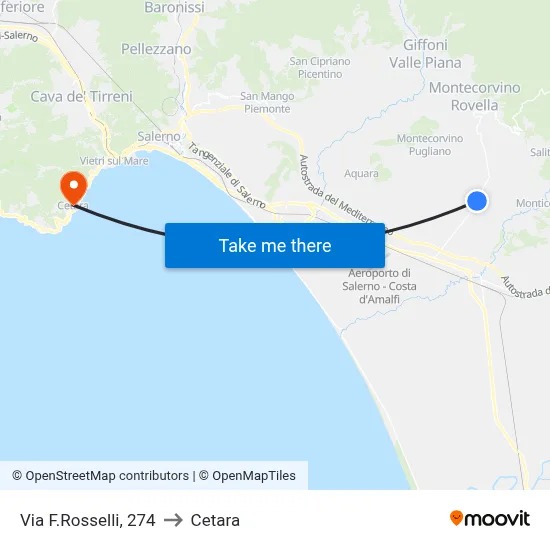 Via F. Rosselli, 274 to Cetara map