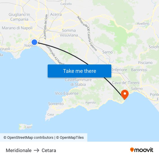 Meridionale to Cetara map