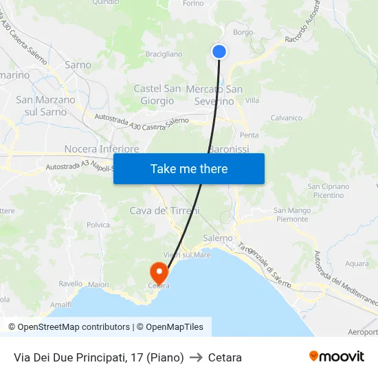 Via dei Due Principati, 17 (Piano) to Cetara map