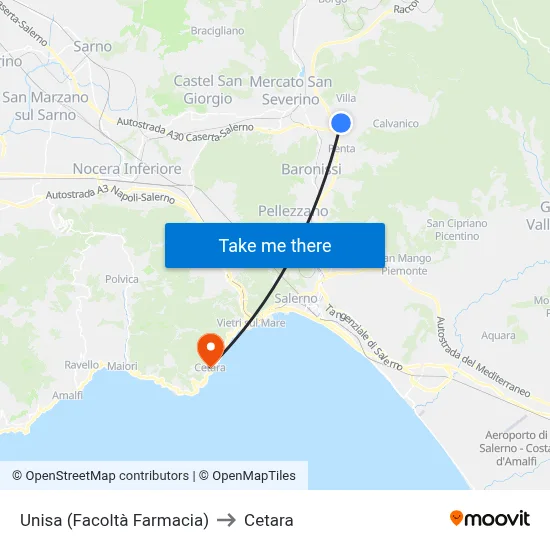UNISA (Faculty of Pharmacy) to Cetara map