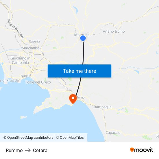 Rummo to Cetara map