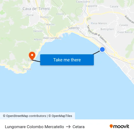 Colombo Seafront Mercatello to Cetara map