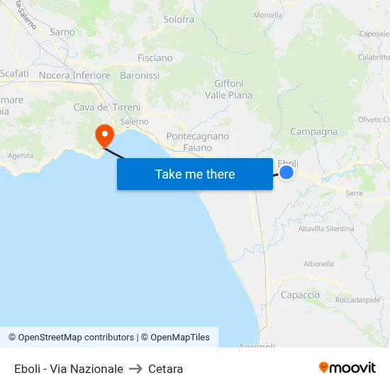 Eboli - National Road to Cetara map