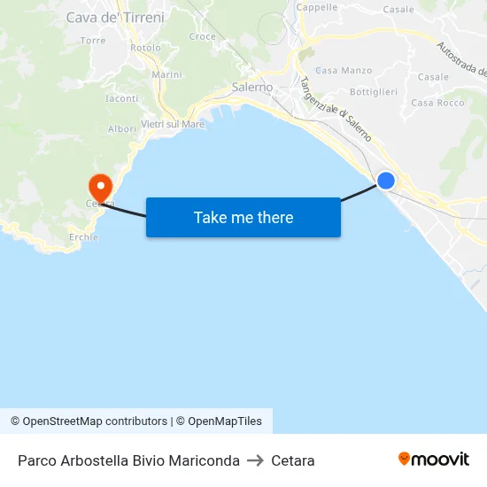 Arbostella Park Mariconda Junction to Cetara map