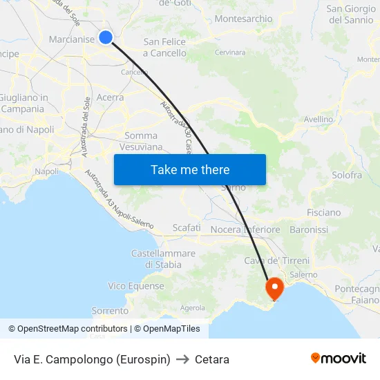 Via E. Campolongo (Eurospin) to Cetara map