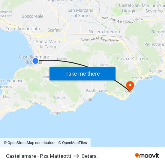 Castellamare - P.za Matteotti to Cetara map