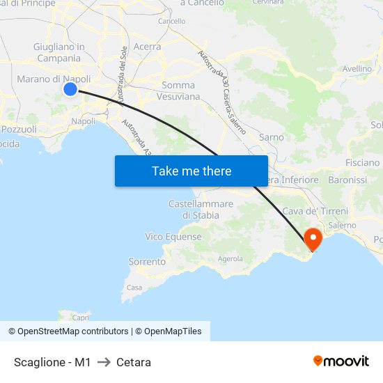 Scaglione - M1 to Cetara map
