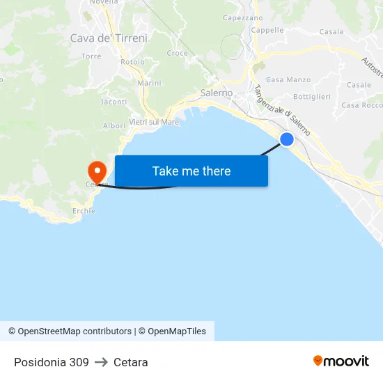 Posidonia 309 to Cetara map