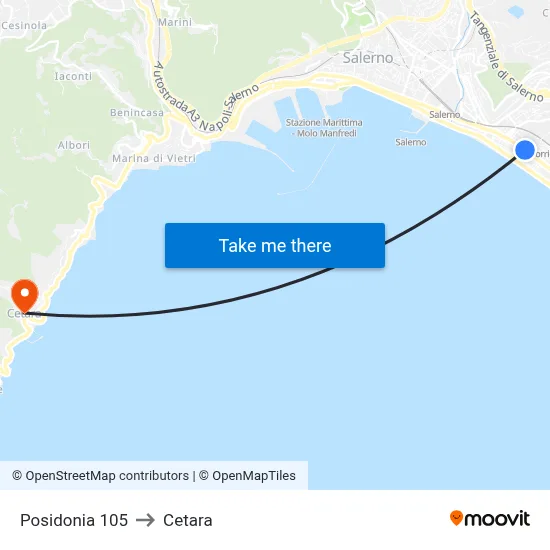 Posidonia 105 to Cetara map