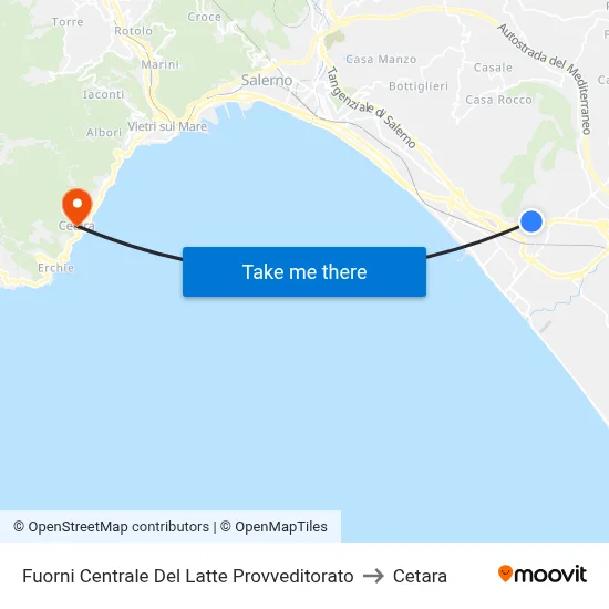 Fuorni Milk Plant Superintendent to Cetara map