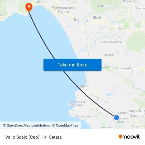 Vallo Station (Terminal) to Cetara map