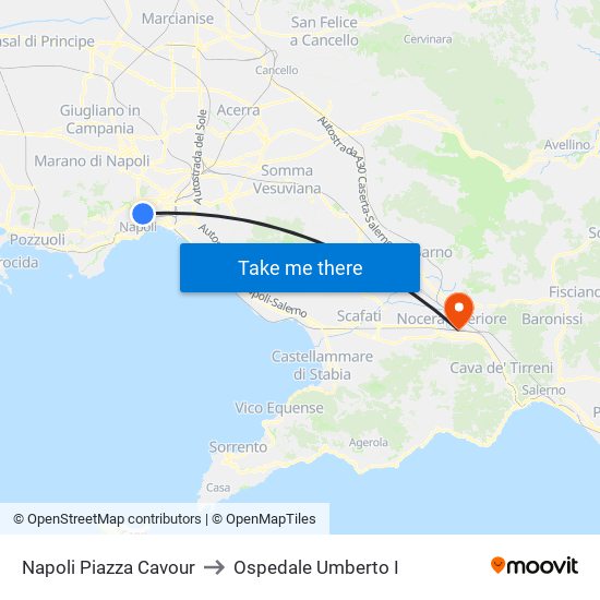 Napoli Piazza Cavour to Ospedale Umberto I map