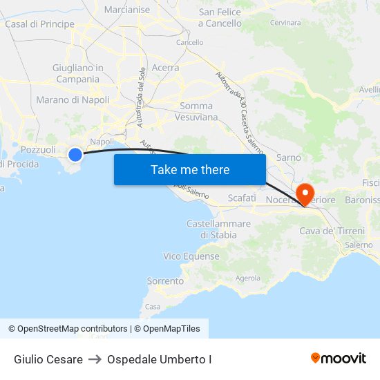 Giulio Cesare to Ospedale Umberto I map