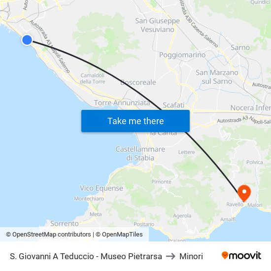 S. Giovanni A Teduccio - Museo Pietrarsa to Minori map