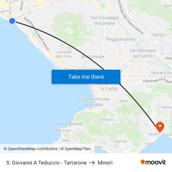 S. Giovanni A Teduccio - Tartarone to Minori map