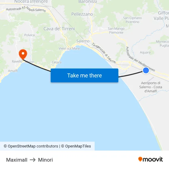 Maximall to Minori map