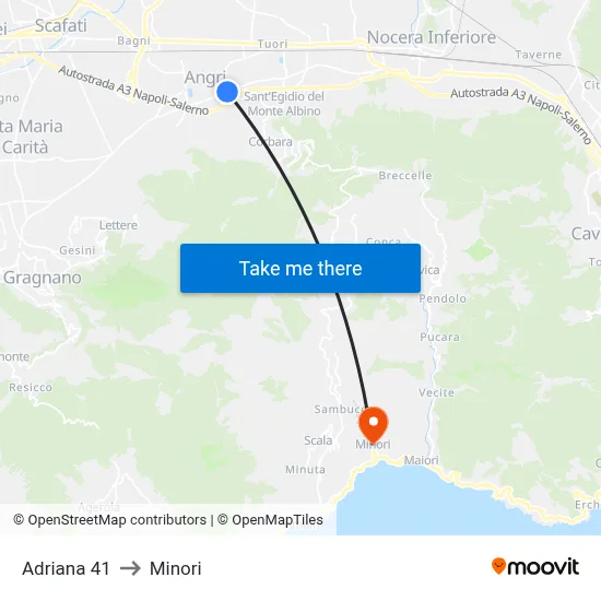 Adriana 41 to Minori map