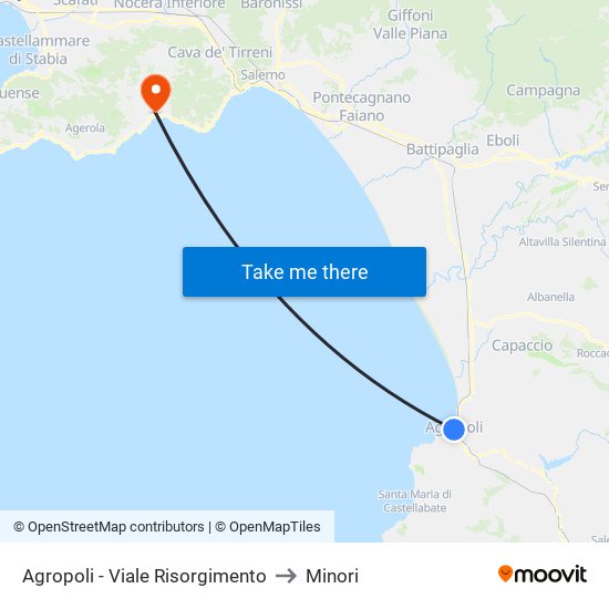 Agropoli - Viale Risorgimento to Minori map